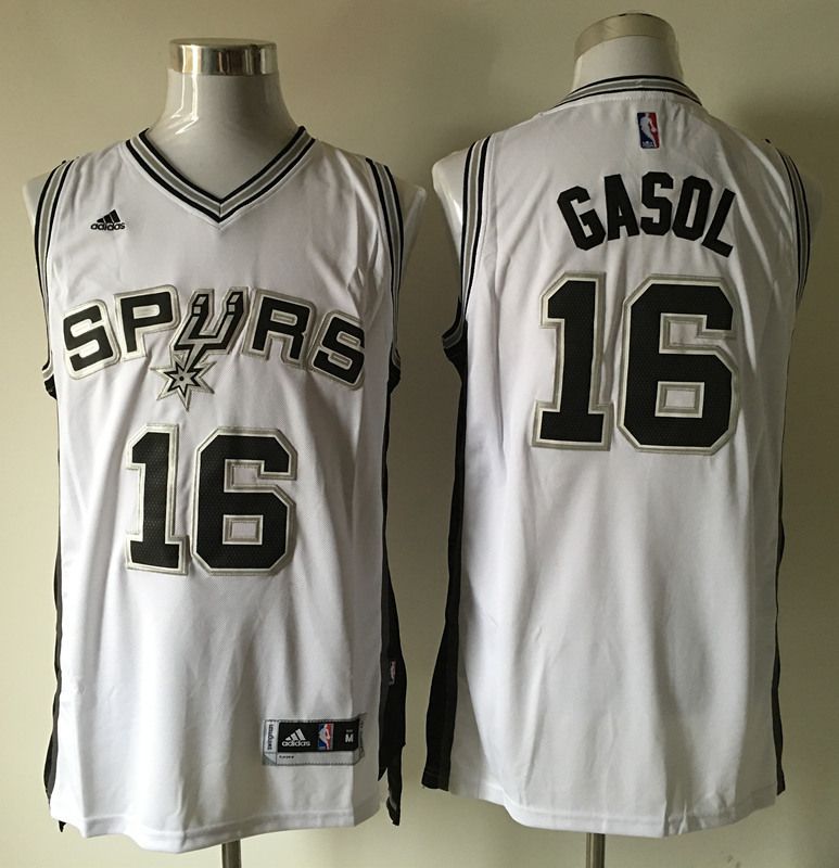 Men San Antonio Spurs #16 Gasol White Adidas NBA Jerseys->sacramento kings->NBA Jersey